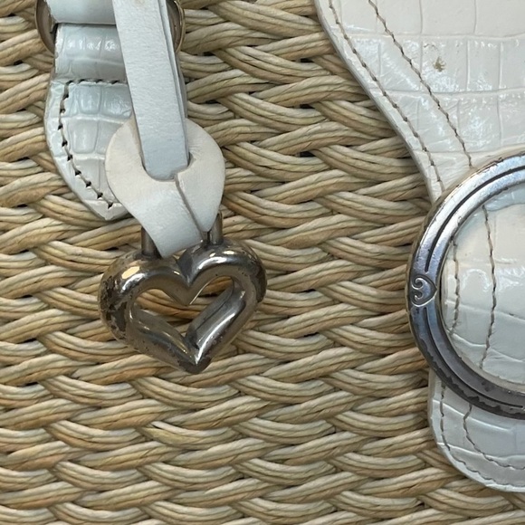 Brighton Womens Debbie Straw Rattan Basket Weave Handbag Bag Purse Natural White - Picture 4 of 8